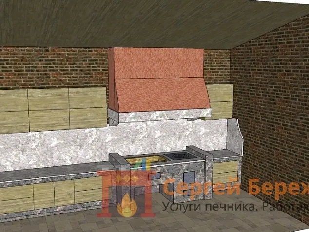 Барбекю комплекс из кирпича №4 «Раздоры»