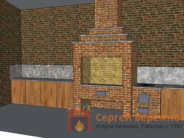 Барбекю комплекс из кирпича №4 «Раздоры»