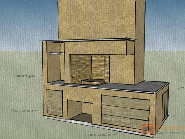 Фото Проект барбекю из кирпича Эскиз 51