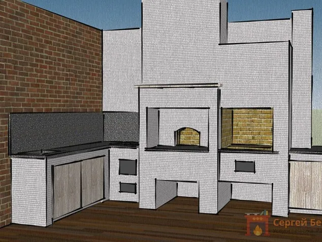 Фото Проект барбекю из кирпича Эскиз 69