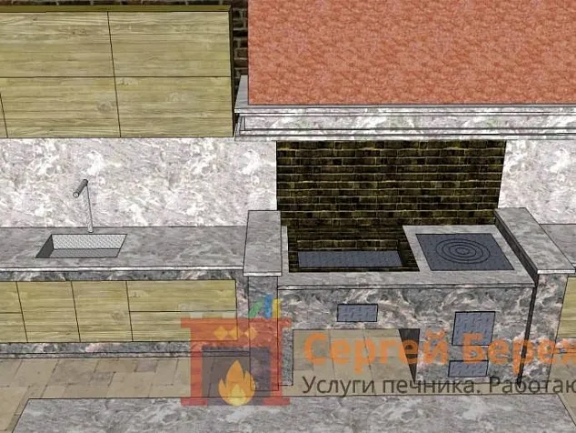 Барбекю комплекс из кирпича №4 «Раздоры»