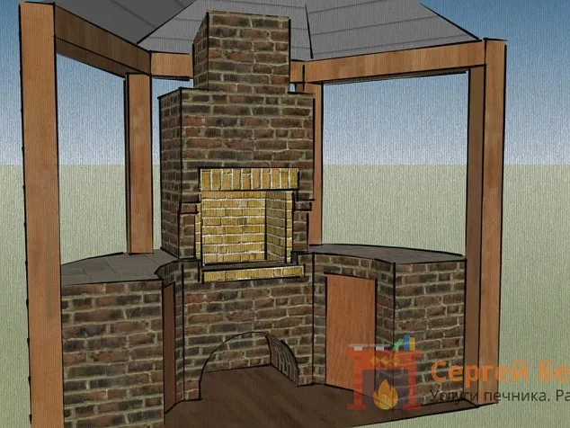 Барбекю комплекс из кирпича №14 «Кратово»