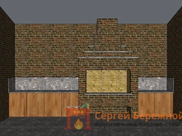 Барбекю комплекс из кирпича №4 «Раздоры»