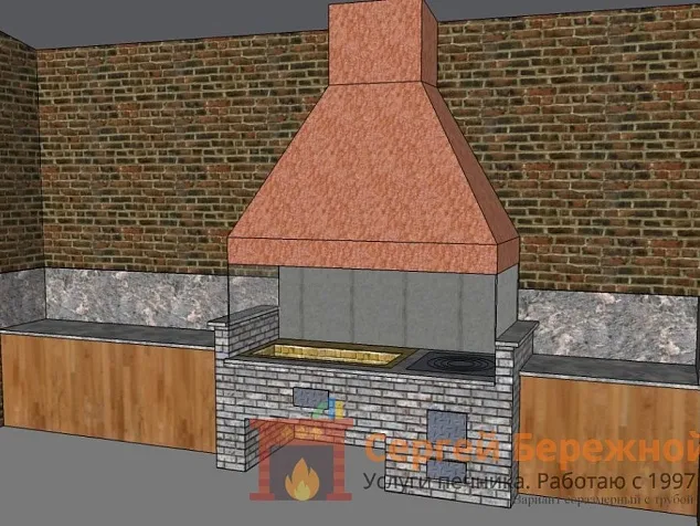 Барбекю комплекс из кирпича №4 «Раздоры»