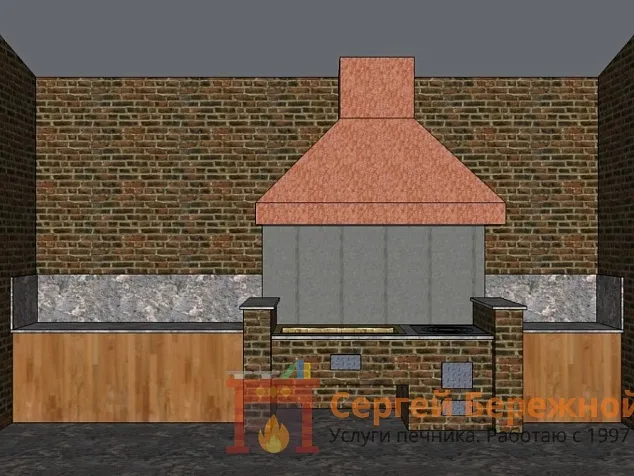 Барбекю комплекс из кирпича №4 «Раздоры»