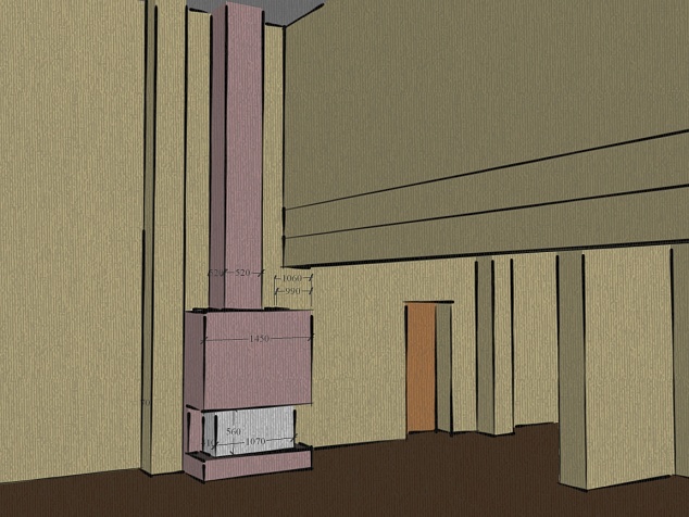 Камин кирпичный пристенный №16