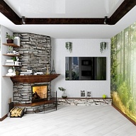 Фото Камин кирпичный пристенный №13 «Островцы»