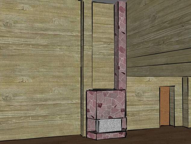 Камин кирпичный пристенный №16