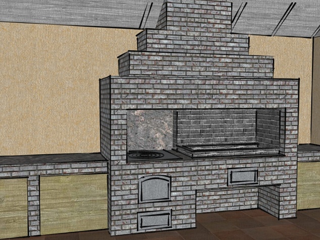 Барбекю комплекс из кирпича №32 «Софьино 3»