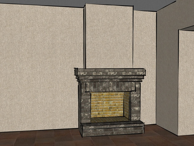 Камин кирпичный пристенный №18