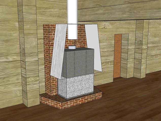 Камин кирпичный пристенный №16